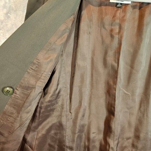 Kasper Olive Green Double-Breasted Blazer Skirt Set Womens 14 career formal - Picture 7 of 16